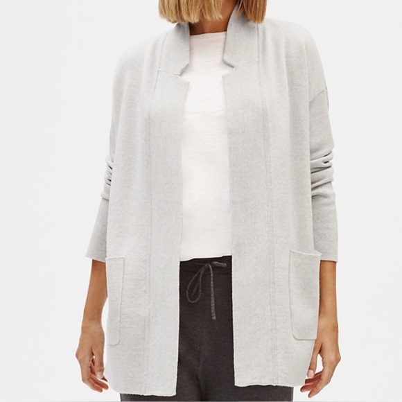 EILEEN FISHER Notch Collar Cardigan Merino Wool Blend Blazer Cardigan Size XL - Picture 1 of 9